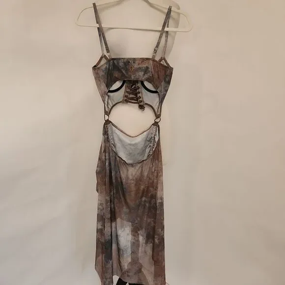 Dolls Kill Darker Wavs Fairy Dress With Edgy Lace-Up Tie-Dye Size S NWOT - Picture 5 of 5